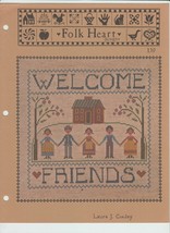 Folk Heart Designs Welcome Friends Cross Stitch Pattern by Laura Conley - £7.78 GBP