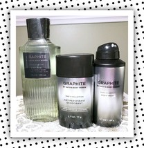 3 Bath &amp; Body Works GRAPHITE For Men 3-in-1 Face Body Wash Spray Deodorant Lot - $38.65