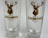 2 x Cazadores Tequila, Clear Glass Tall Shot Glasses Gold Lettering Buck... - $17.81