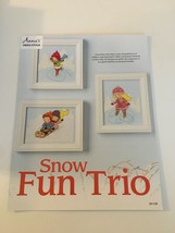 Annie&#39;s Counted Cross Stitch Pattern Snow Fun Trio Sledding Ice Skating Beginner - £6.38 GBP