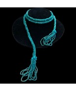 antique Art Deco Green glass seed bead flapper tasseled necklace 45”+2” ... - $50.11 CAD