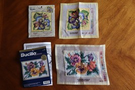 Bucilla 4769 Perfect Pansies 5&quot; x 7&quot; - 4848 Pansies 5&quot;x5&quot; Finished Needlepoint - £12.90 GBP