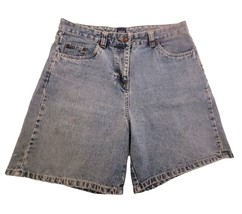 Basic Editions Womens Denim Bermuda Shorts 10 Stretch 5-pkt Hemmed Zip High Rise - £10.98 GBP