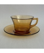 (1) Vintage Amber Glass Teacup &amp; Saucer Cup Depression - $19.24 CAD