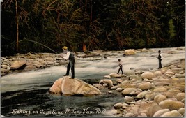 1908 Postcard - Fishing on Capilano River - Vancouver BC Canada - $14.22