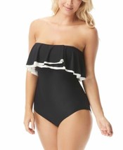 Coco Reef Womens Contours Ruffled Strapless One Piece Swimsuit, 40 C, Black - £102.11 GBP