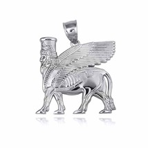Sterling Silver Ancient Assyrian God Lamassu Winged Bull Pendant Necklace - $29.99+