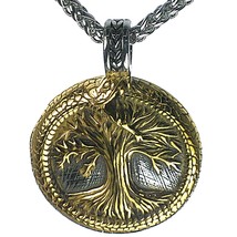 Yggdrasil Jormungandr Viking Necklace Stainless Steel Norse Serpent Tree of Life - £23.14 GBP