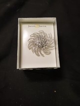 Vintage Flower Pin Brooch Rhinestone Crystal Silver Sparkling Jaclyn Smith - £9.04 GBP