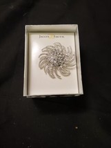 Vintage Flower Pin Brooch Rhinestone Crystal Silver Sparkling Jaclyn Smith - £9.18 GBP