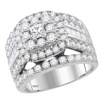14kt White Gold Princess Diamond Solitaire Halo Bridal Wedding Engagement Ring - £3,063.42 GBP