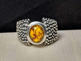 Retired Silpada Chunky Baltic Amber Textured Sterling Ring size 8.5 - £71.18 GBP