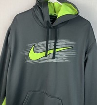 Nike Hoodie Therma-Fit Pullover Sweatshirt Swoosh Athletic Gray Volt Men... - $39.99
