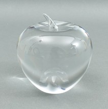 Tiffany &amp; Co. Signed Vintage Crystal Clear Apple Fruit Glass Solid Paper... - £66.92 GBP