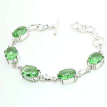 Green Tourmaline Oval Shape Gemstone Ethnic Gifted Bracelet Jewelry 7-8&quot; SA 1899 - £5.65 GBP