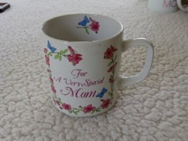 Enesco For Very Special Mom Floral Pink &amp; White Coffee Cup Vtg 1985 Moth... - £7.58 GBP