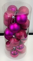 24 PACK~Christmas Balls ~ Bright Pink Christmas Ornaments ~Assorted Fini... - £13.67 GBP