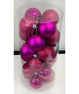24 PACK~Christmas Balls ~ Bright Pink Christmas Ornaments ~Assorted Fini... - £13.42 GBP