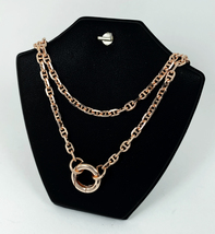 Pink Gold Plated Figure 8 Chain Necklace, Unisex 925 Silver Mariner Anchor Chain - £117.81 GBP+