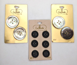 Vintage La Mode 10 Button Variety 4 #70 Size 43 (1 1/16&quot;) &amp; 6 #293 Size 24 5/8&quot; - $9.50