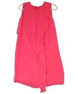 French Connection Womens Ruffle Frill James Sheer Dress Hot Primrose Pin... - $68.45 CAD