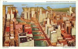 Birdseye Bridges Chicago River Chicago Illinois 1930s Postcard 6720 - $5.35