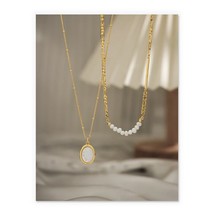 18K Gold Maje White Twin Set Necklaces   vinader,bold, stylish, vermeil, gift - £69.23 GBP