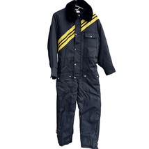 JC Penney Snowmobile Apparel Snowsuit L Black Yellow Insulated Coverall Vintage - £56.22 GBP