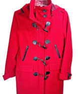 Tommy Hilfiger Wool Blend Women&#39;s Coat Hooded Red Sz Small Zip &amp;Toggle C... - £29.60 GBP