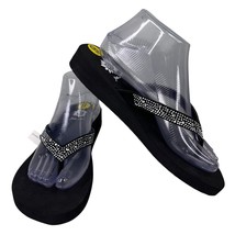 Yellow Box Rhinestone Flip Flop Sandal 9 Black Leather Upper New - $503.99 MXN