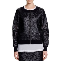 DKNY Women&#39;s Applique Mixed Media Bomber Jacket, Black, Small MSRP $350 - £69.41 GBP