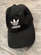 Adidas Trefoil Baseball Cap Strapback Hat Adjustable Black Logo Spell Out - $18.22
