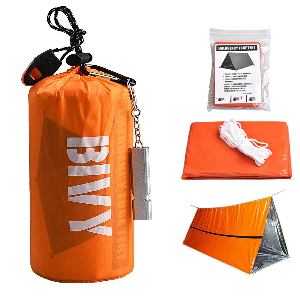 2 Person Emergency Shelter Survival Bivy  Tent Kit Thermal Blanket SOS Sleeping  - £81.56 GBP