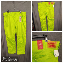 Levis 40x32 541 Athletic Tapered Lime Green Stretch Denim Mens Jeans - $64.19