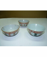 Set 3 Antique Chinese Red-Seal Marked Porcelain Bowls Enamel HandPainted... - $328.06 CAD