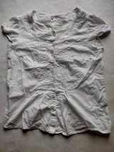 Van Heusen Women White Sleeveless Front Buttons &amp; Pattern Blouse Small EUC - £6.22 GBP