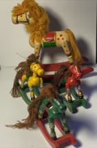 Vintage Russ Berrie And Co Wood Rocking Horse Christmas Ornament lot of 4 - $35.00