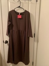 Isabel Maternity Brown 3/4 Sleeve Round Neck Midi Dress Pockets Choose Y... - $34.99+