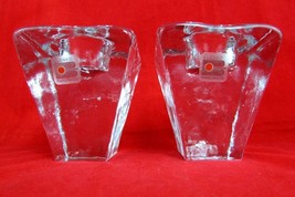 Blenko Ice Cube Clear Art Glass Candle Holder 3 3/4&quot; Mid Century Mcm - £27.32 GBP