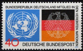 ZAYIX Germany 1126 MNH UN Emblem German Flags 042623S100 - £1.19 GBP