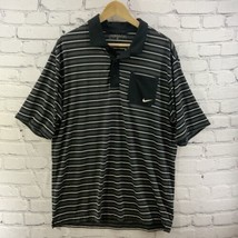 Nike Dri Fit Polo Shirt Mens Sz M Gray Black Striped  - £15.45 GBP