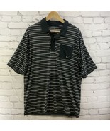 Nike Dri Fit Polo Shirt Mens Sz M Gray Black Striped  - £15.76 GBP