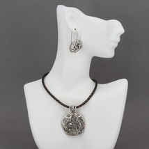 Retired Silpada Oxidized Sterling Knot Design Pendant &amp; Earrings Set S16... - $49.99