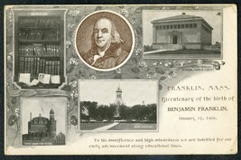 1906 Benjamin Franklin POSTCARD Franklin MA Dean Academy Horace Mann High School - £24.59 GBP