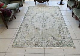 Large Turkish Rug 8.1x4.8 ft Vintage Rug Faded Oushak Rug Living Room Carpet B21 - $293.71