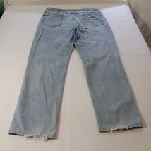 Carhartt Men’s Faded Blue Denim Distressed Jeans Measured Size 37×30 image 15