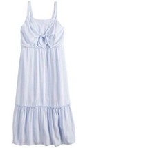 Girls Dress SO Blue Striped Knot Front Midi Sleeveless Beach Sundress-sz... - $21.78