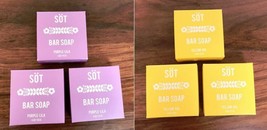 Anthropologie SOT Purple Yellow 4oz 113g Each Lilac Sunflower Bar Soap Set of 3 - £19.51 GBP