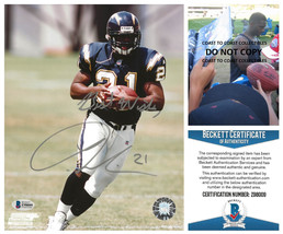 LaDainian Tomlinson signed San Diego Chargers football 8x10 photo Beckett proof. - £158.26 GBP