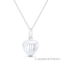 Seashell Scallop Heart Love Charm Italy .925 Sterling Silver Reversible Pendant - £11.79 GBP+
